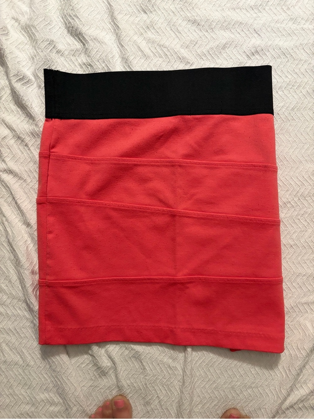 Charlotte Russe Coral Mini Skirt with Black Waistband